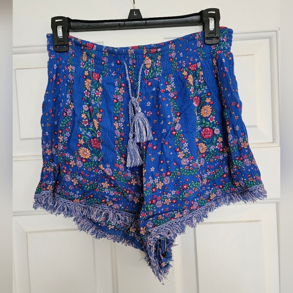 Mudd Blue Floral High Waist Juniors Shorts